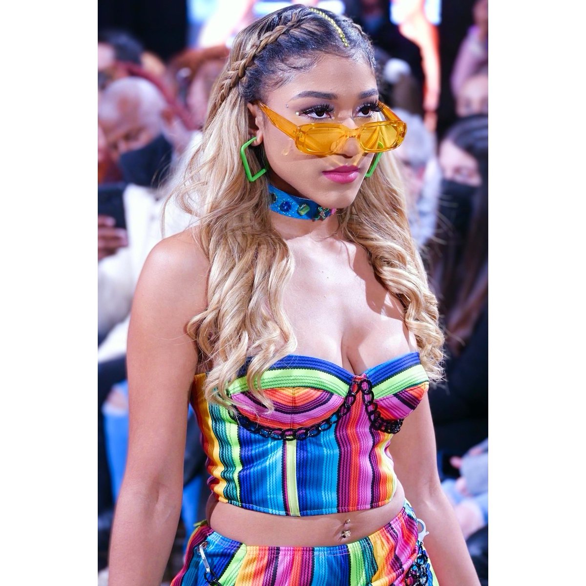 Model wears a #rainbow #corsettop designed by @marisasantiagotoro 

#runway360 #nyfw #fashiondesigner #fashion #runwaywalk #walktherunway #nycfashionweek #nycfashionphotographer #emergingdesigner #upandcomingdesigner #escapestudiosllc #hair #makeup #braids #sunglasses #fashion
