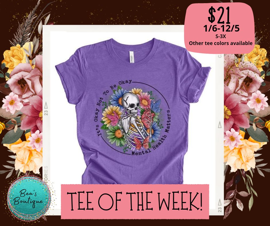 boutique_bea's tweet photo. Tee of the Week!
https://t.co/7cXjV5YFa9
#BeasBoutique #TeeOfTheWeek #MentalHealthMatters #DTGPrinting #ItsOkayToNotBeOkay https://t.co/EXzbn6wrMb