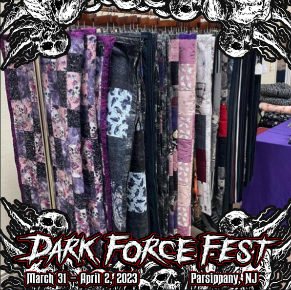 darkforcefest's tweet photo. Vendor Feature: @blackankh_designs
If you are in need of some spooky home decor - check out this booth at Dark Force Fest!
BlackAnkhDesigns creates one of a kind handmade gothic quilts & accessories!
#DarkForceFest #VampireFreaks #GothFest #GothEvent #Gothic #Goth #NewJersey https://t.co/9PBvrhMN65