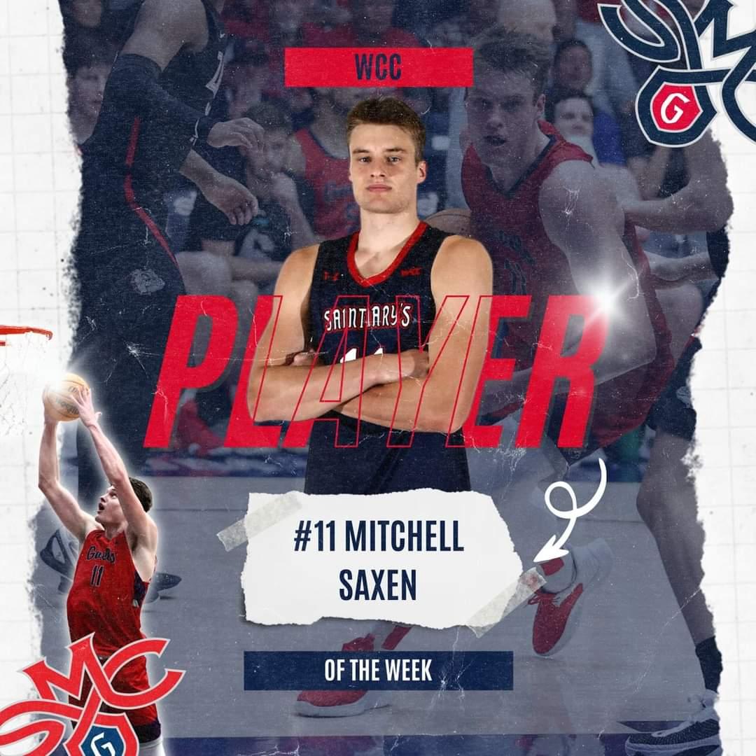 saintmaryshoops's tweet photo. Weekly award SWEEP 🧹 after a huge week from these two 🐐 #GaelsRise

@WCChoops Freshman of the Week: Aidan Mahaney
@WCChoops Player of the Week: Mitchell Saxen

Full story ⬇️
https://t.co/ot5hp7Rt7J https://t.co/Hxh9sKGupK