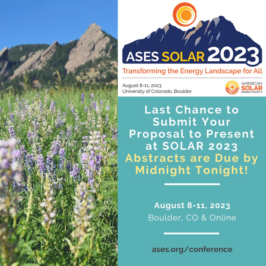 American Solar Energy Society on Twitter "Today is the final day