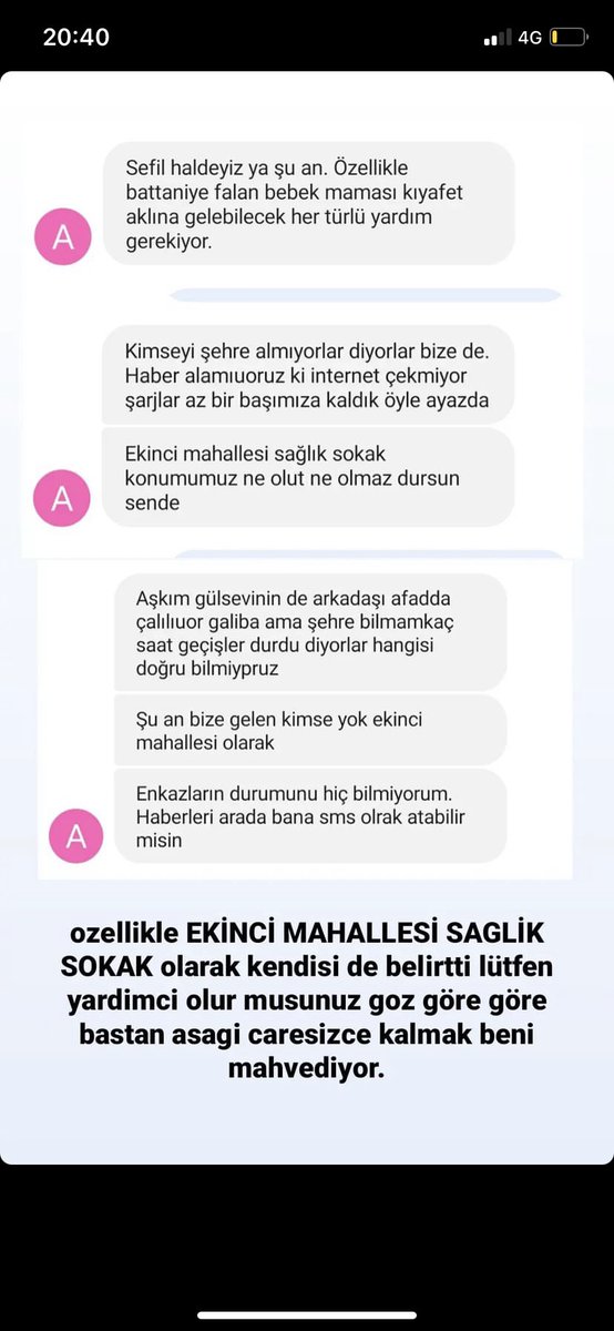 yarenturhaann's tweet photo. Ekinci mahallesi, sağlık sokak Hatay/ Antakya 
Bu mesajı bize atan bizim biricik arkadaşımız oluyor, hatay çok kötü durumda yalvarırım birileri duysun artık sesimizi  @AFADBaskanlik @HatayBSB @HatayValiligi @haluklevent #deprem #SONDAKIKA #Yardımedin #enkazaltındayım https://t.co/jX3I3eCzc1