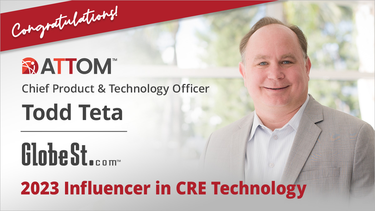 Attomdata's tweet image. We're excited to announce that @Attomdata's #ToddTeta has earned another #RealEstate #TechInfluencer #award! @GlobeStcom has named Todd a 2023 #CRETechInfluencer, recognizing his #techexpertise &amp;amp; ability to #quicklyadapt. #Congrats, Todd! #propertydata ow.ly/BsKG50MKVX7