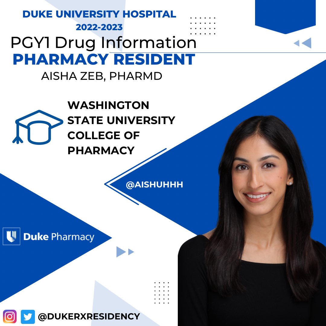 dukerxresidency's tweet photo. Resident spotlight ๐ฆ Drug Information Pharmacy Resident @aishuhhh ๐๐๐! Aisha attended pharmacy school @WSUPharmacy ๐ฑ๐ฆ. she studied Arabic ๐& French ๐ซ๐ท for 3 years & her native language can only be spoken, not written! ๐ฃ๏ธย Please say hi ๐ to Aisha #dukerx https://t.co/8CKzKYvXkl