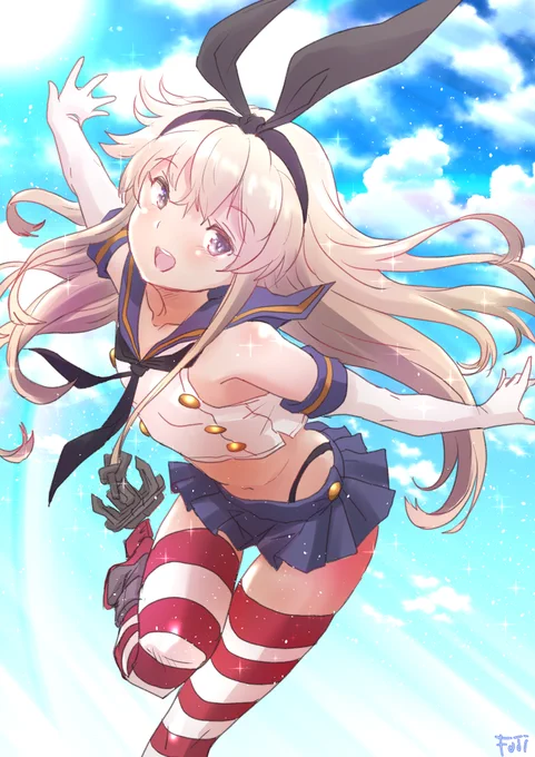 息抜きに描いたら意外に手間がかかった島風ちゃんです 