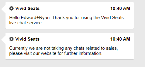 esryan's tweet photo. @VividSeats Well then currently your customer service sucks. https://t.co/mhzo4p2Pxh