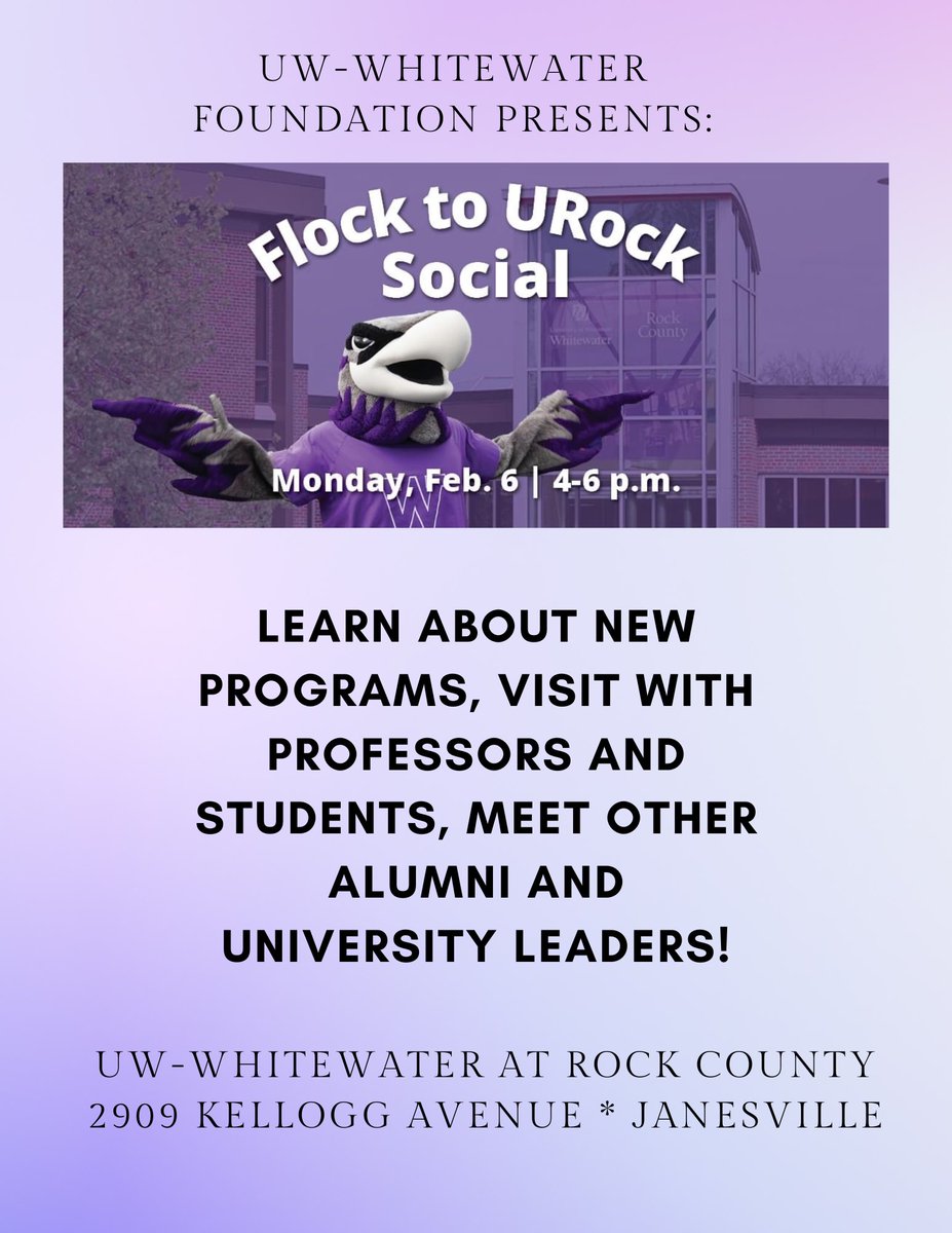 UWRockCounty's tweet photo. It’s a beautiful day at URock!  Looking forward to seeing everyone at Flock to URock Social, tonight, from 4-6 pm! 

#URockHere #YouBelongHere #FlockToURock https://t.co/3NSo9t7USf