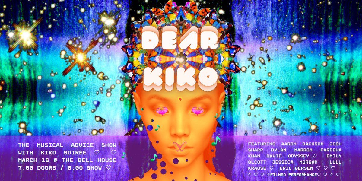 🗣️JUST ANNOUNCED: DEAR KIKO! with @kikosoiree returns on Thursday, March 16th! Featuring: ∙ Aaron Jackson ∙ Josh Sharp ∙ @dylanmarron ∙ @adavidodyssey ∙ @emilyolcott ∙ Jessica Morgan ∙ Lulu Krause ∙ @EricGersen 🎟Tickets on sale now: bit.ly/3lf8C9q