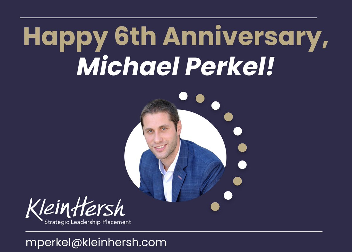 KleinHersh's tweet image. Happy Anniversary to Michael Perkel! Michael is a Client Partner within the #Regulatory practice at Klein Hersh. He joined KH in 2017 to support the practice’s rapid growth, particularly in the area of #RegulatoryAffairs &amp;amp; #RegulatoryConsulting.
 #FindYourLeaders #ExecutiveSearch