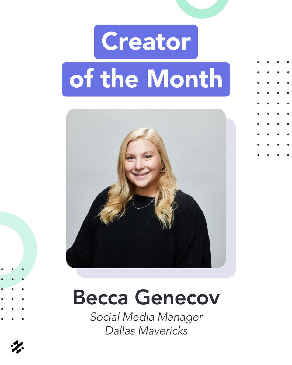 slateteams's tweet photo. The February Creator of the Month goes to @beccagenecov, Social Media Manager at the @dallasmavs 💥!

@beccagenecov has been a wonderful partner for years now, and her team is always creating out-of-the-box social media content and using Slate in unique ways🤯. 

Thank you🫶!!!! https://t.co/547xpE2df7