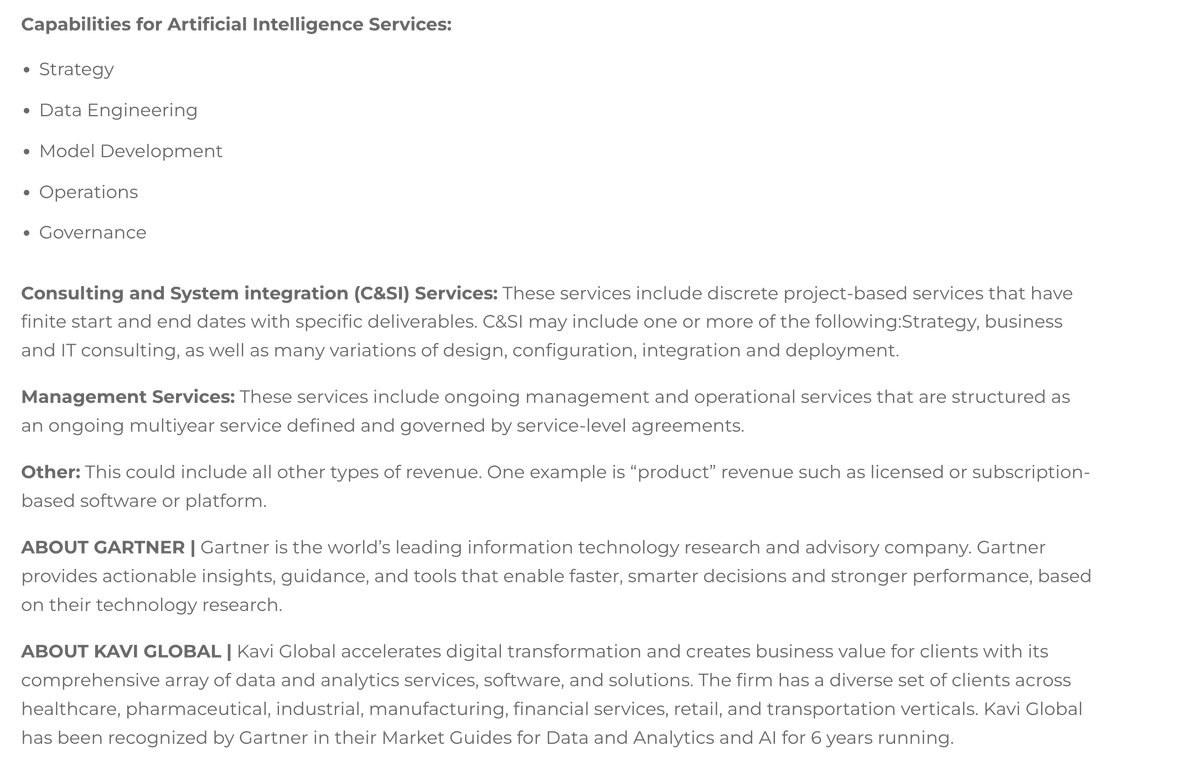 KG4Analytics's tweet image. Check out our recent recognitions in @Gartner  &apos;s recent market scan in the Data Analytics &amp;amp; AI Services Categories!

kaviglobal.com/news/kavi-glob… 

#DataAnalyics #AI #ArtificialIntelligence #EDW  #BI #Azure #AWS #GCP #Snowflake #Databricks