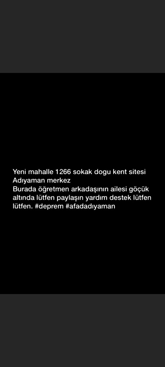 Muhammedsygn24's tweet photo. #deprem Acil yardım lütfen Yayalım https://t.co/na6Zj1EVPA