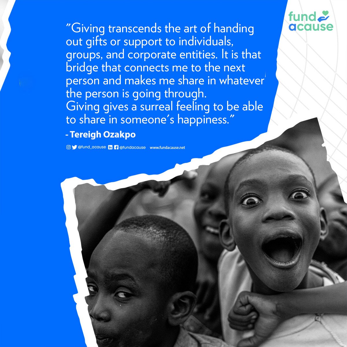 Fund_aCause's tweet photo. We raise our voices to bring attention to the reasons why we give to charitable causes.
We are driven by a passion to make a lasting impact on the world around us.
Share with us what inspires you to give.
#charity #charitablecauses #giving #passion #share #impact #world https://t.co/Qb0PGbNWGp