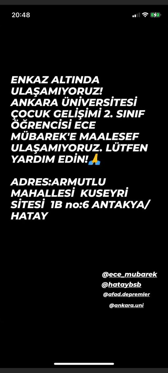 Muhammedsygn24's tweet photo. #deprem Yayalım Lütfen Herkes Görsün Acil https://t.co/qZKd4IdslL