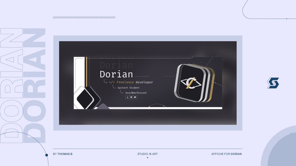 Bonjour tout le monde !

Voici une création conçue pour notre développeur web Dorian.

Si vous voulez une création, contactez-nous.

Bonne journée !

#graphisme #GraphicDesign #design #creation