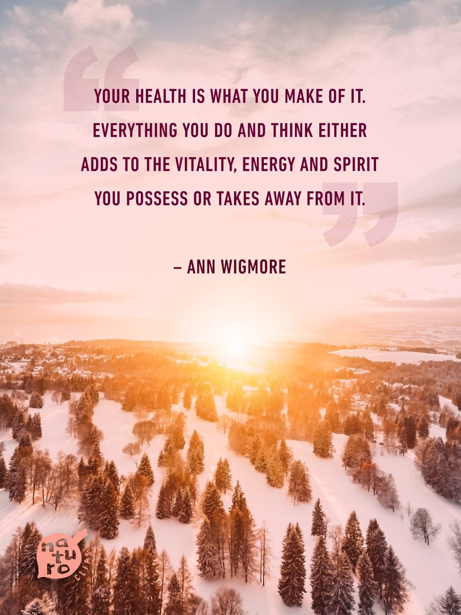 NaturoClips's tweet photo. "Your #health is what you make of it. Everything you do and think either adds to the #vitality, #energy and #spirit you possess or takes away from it"
~ Ann Wigmore
#AnnWigmore #motivation #inspiration #quoteoftheday #healthyliving https://t.co/Hd26WCgQqX