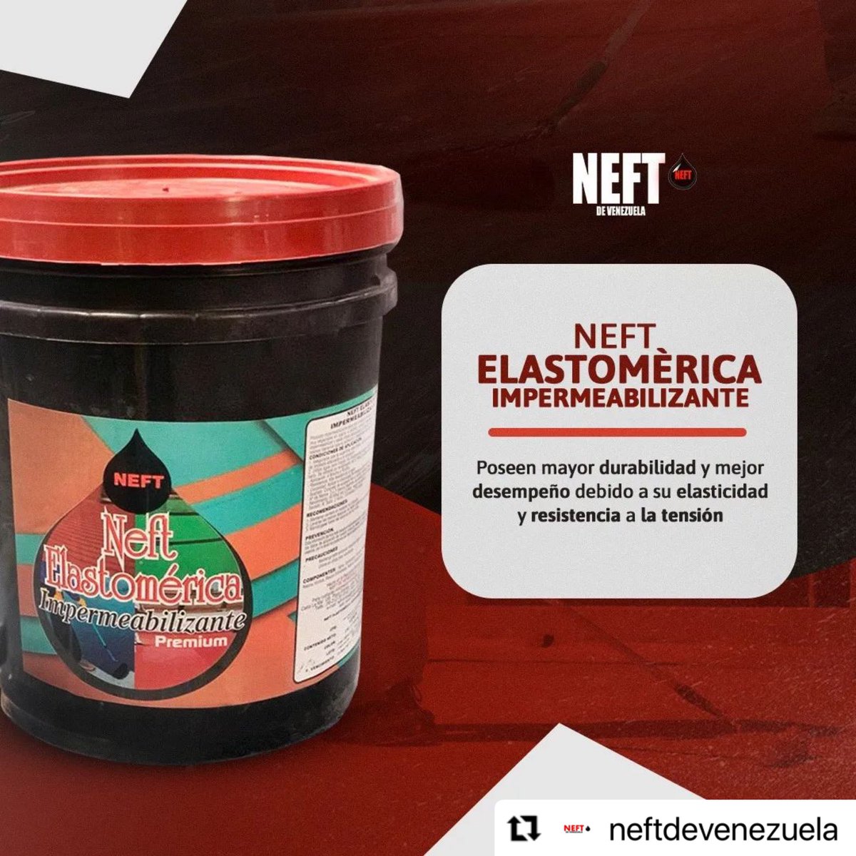 TVFANB's tweet photo. @neftdevenezuela 
・・・
𝑵𝑬𝑭𝑻 𝑬𝒍𝒂𝒔𝒕𝒐𝒎𝒆́𝒓𝒊𝒄𝒂 🟡🟠🔴

¿Estás buscando una manera de impermeabilizar sus paredes y superficies exteriores? 💧¡La pintura 𝑬𝒍𝒂𝒔𝒕𝒐𝒎𝒆́𝒓𝒊𝒄𝒂 es la solución perfecta! 🤩🔴🟠🟡 https://t.co/0ZxdJ6tZoo