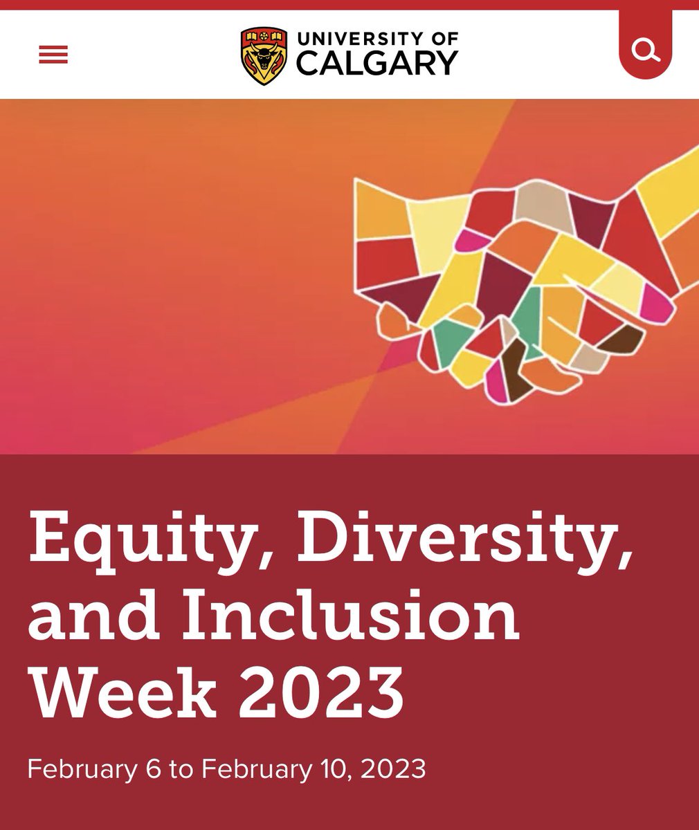 Equity, Diversity, and Inclusion Week 2023 starts today!  #UCalgary is hosting many insightful events throughout the week, which are open to all from the UCalgary campus and community.  Register for events at  ow.ly/Tcwt50MKXRB #EDIWeek