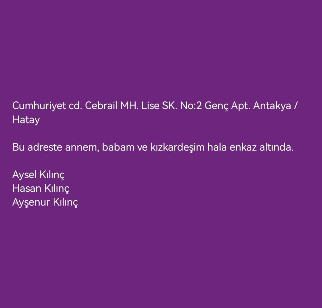 AvDamlaTopal's tweet photo. Meslektaşımız Harun Kılınç ailesi halen göçük altında , elden ele yayalım lütfen. https://t.co/PgRSqD5wK6
