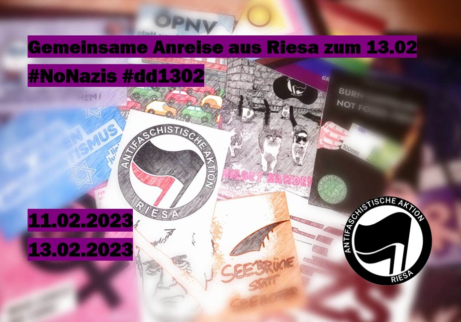 Wieder organisiert <a href="/afd_ade/">afariesa</a> eine gemeinsame Anreise aus #riesa nach Dresden. Ihr könnt euch bitte über den Insta acc. melden wenn Ihr teilnehmen wollt!!

#Fcknzs #antifa #dd1302 #nonazis #noafd