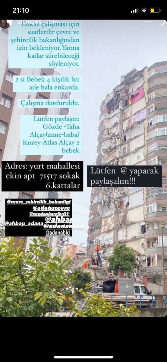 haysevder's tweet photo. #adana #deprem #acil 🆘 https://t.co/XX38QX2Oq2