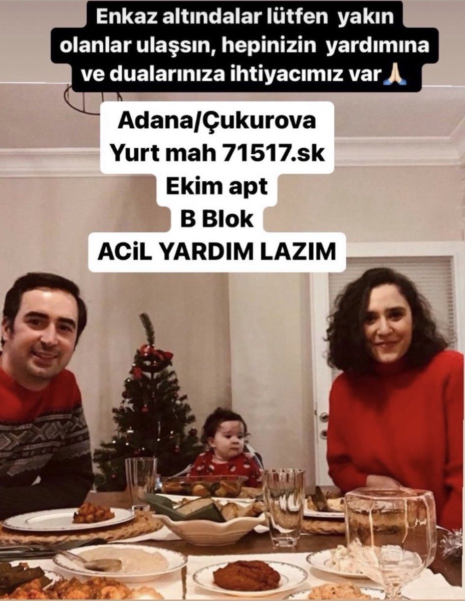huyde12's tweet photo. Adana Çukurova'da bir aile enkaz altında, açılış yardım şart. Yayalım 🙏

#Adana #Deprem https://t.co/Oj1Gryi8ou