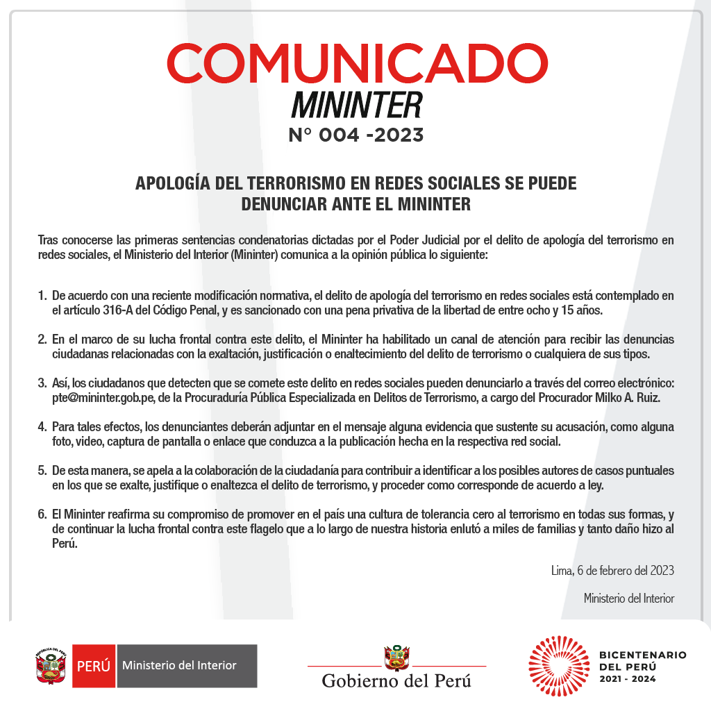 Ministerio del Interior 🇵🇪 tweet media