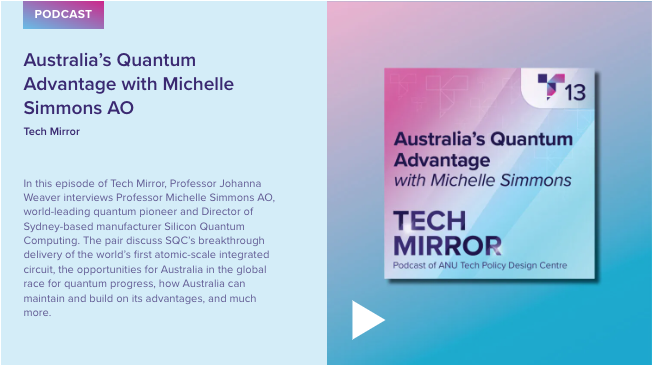 Greater knowledge of #tech issues leads to better #techpolicy! That's why our #TechExplainers are a fantastic resource for policymakers. Gain understanding about #quantamcomputing w/ Michelle Simmons @CQC2T_ on our website or #TechMirror pod! techpolicydesign.au/tech-explainer…