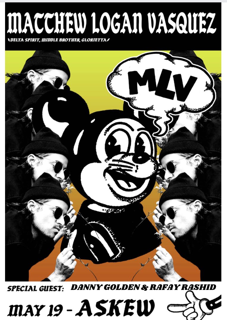 Excited to announce <a href="/mlvsolicitor/">MatthewLoganVasquez</a> of The Delta Spirit, Glorietta, Middle Brother at <a href="/AskewProv/">Askew</a> on Friday 5/19 with special guests <a href="/dannygoldentune/">Danny Golden</a> and Rafay Rashid of <a href="/RaviShavi/">Ravi Shavi</a> !!

Tickets go on sale Friday 2/10 at 10am at the link below 

eventbrite.com/e/511105118167