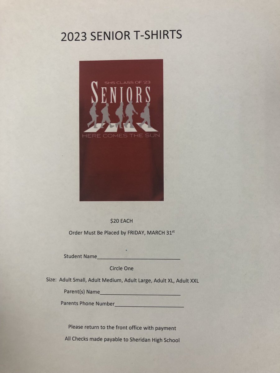SheridanGeneral's tweet photo. Class of 2023 Senior Shirts are on sale now! https://t.co/z6cybIh5Or