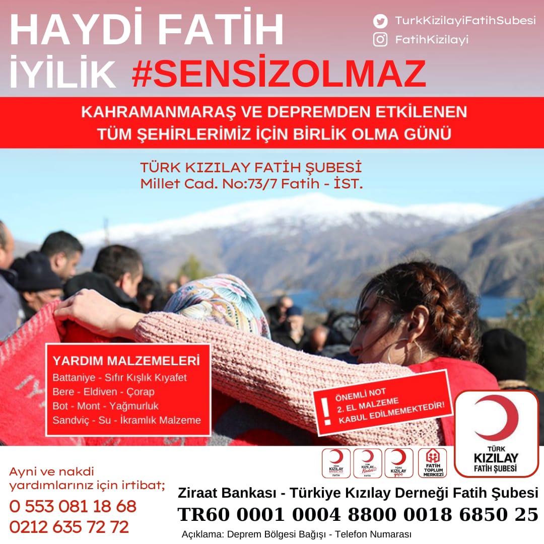 Haydi Fatih!
İyilik #SensizOlmaz

#deprem