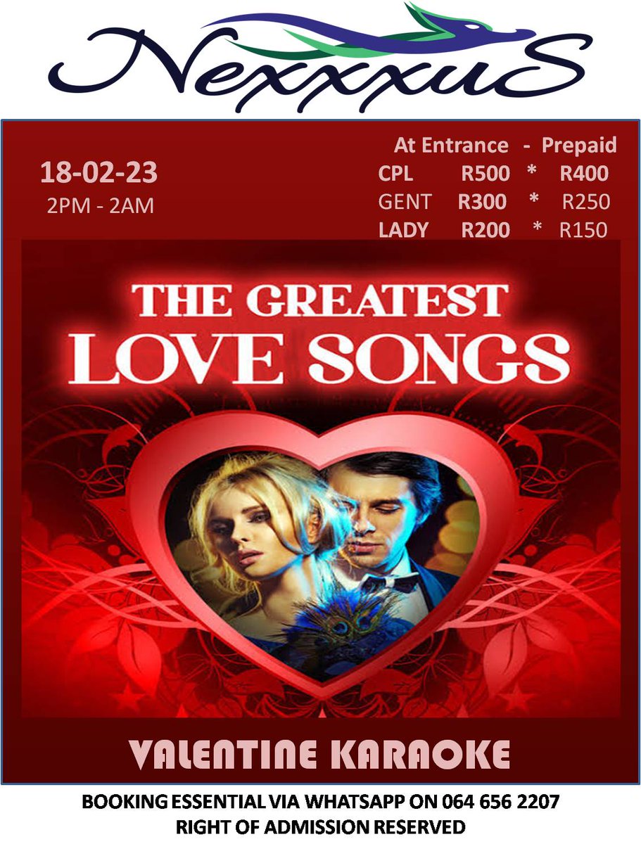 NeXXXus_Resort's tweet photo. Quick reminder of next week's Party.

It's a Resort Party. We open at 2pm. Braais will be ready by 6pm. Salads &amp; rolls available. BYOB

Karaoke will kick-off around 6pm. 
Discount is only valid until Wednesday the 15th. Thereafter you'll need to pay the normal price at the door. https://t.co/D9AwGolQpN