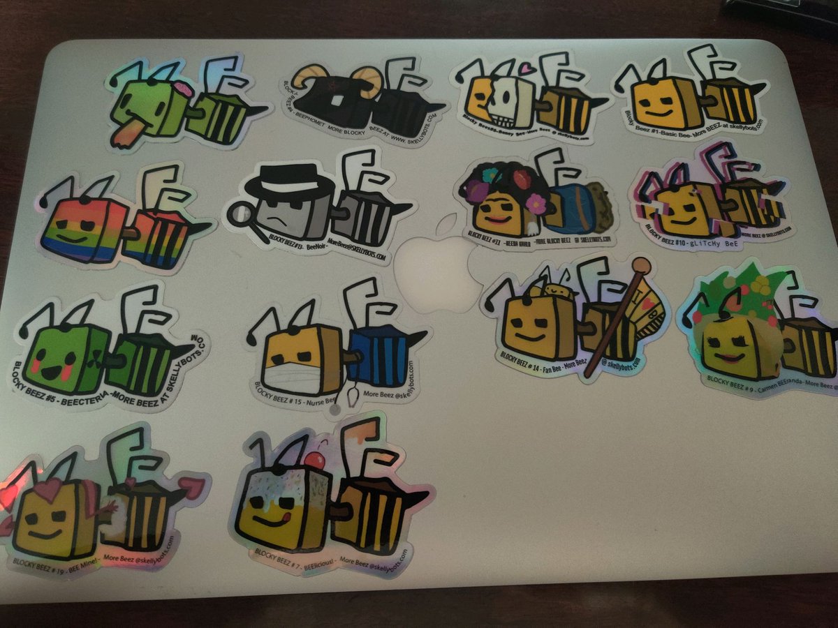 GunnPayasa's tweet photo. Two more bee spots left on my laptop!

#digital #digitalart #digitalartist #digitaldrawing#bees #blocky #yellow #robots #drawing #stickers#patreon #buymeacoffee #supportartists#techspressionist #techspressionism https://t.co/VMP0niyPRw