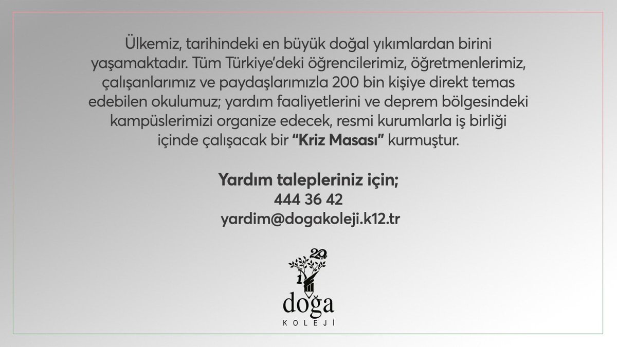 Doğa Koleji Kriz Masası ve Koordinasyon Ekibi Kuruldu

#deprem