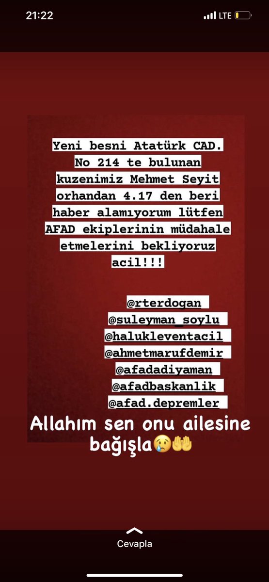 uyuryazar01's tweet photo. Acil yardım
#deprem https://t.co/QNNl46SaAH