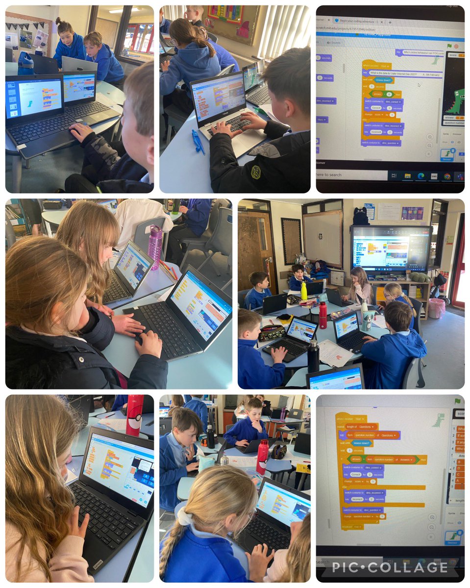 Diolch yn fawr @Digitaleagles for the fab live lesson today. Some challenging coding to create a quiz to check our knowledge for @safeinternetday Super @Shire_STEM skills pawb 🤩 @shirenewtonsch