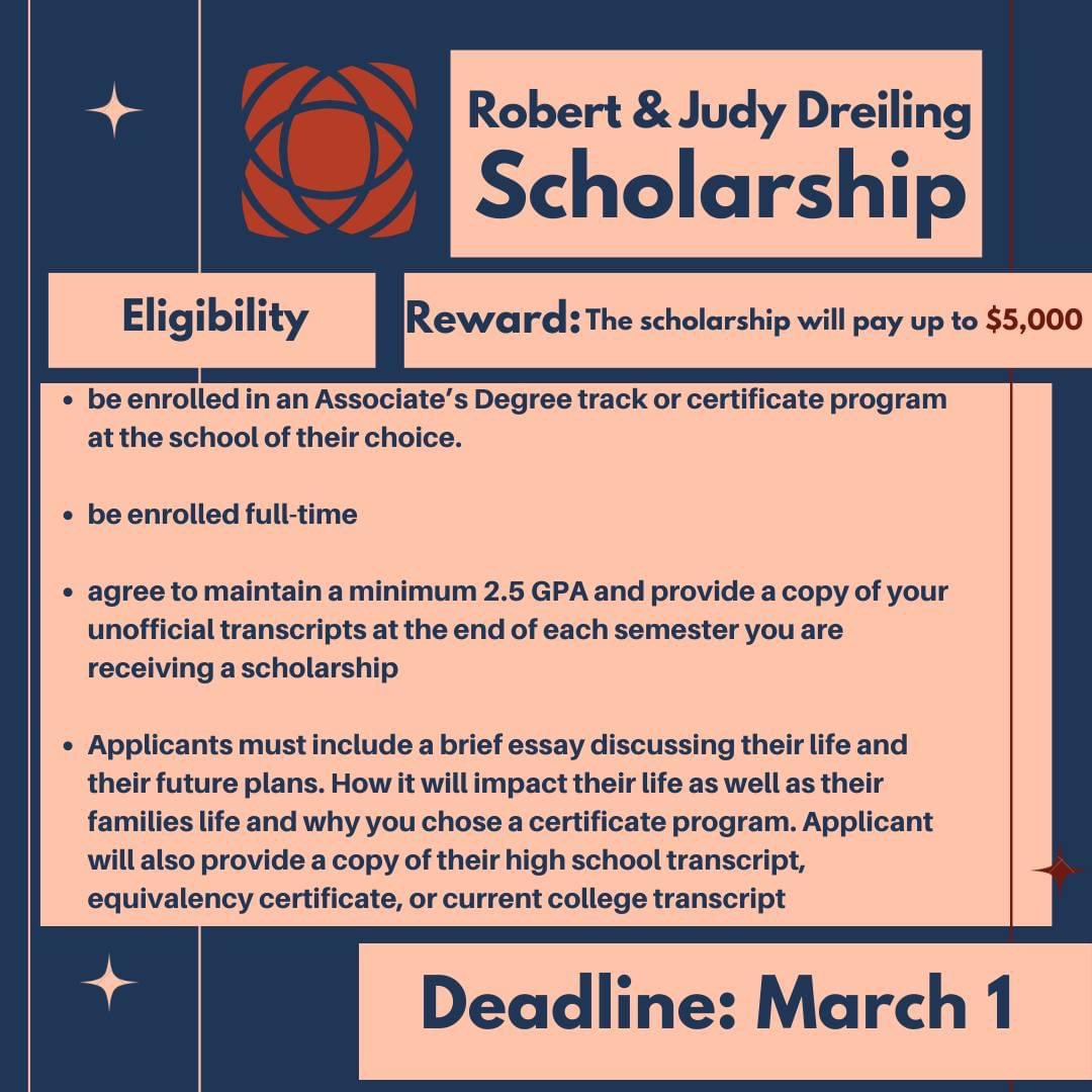 DFS Seniors, The Community Foundation of Northern Nevada is providing us with the Robert and Judy Dreiling Scholarship that will pay up to $5,000. For more information click the link below: nevadafund.org/scholarships/r…