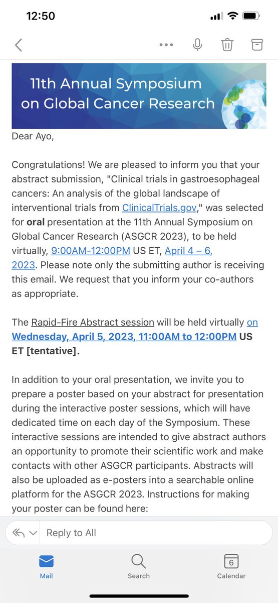 An exciting way to start the week! Our project looking at the global landscape of clinical trials in upper GI cancers was selected for oral presentation at ASGCR 2023! Thank you @geoffreybuckle #GlobalOncology #LMICs #GlobalCancerResearch