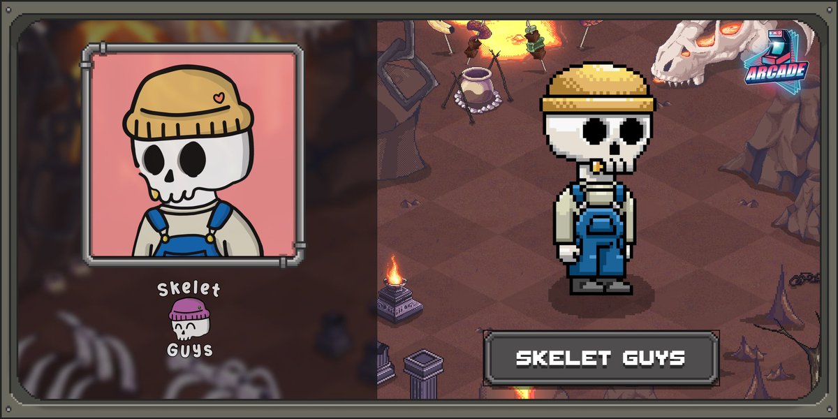 We’re happy to announce our integration into @arcadedotinc 💀🔥

As long as you have a Skelet in your wallet you can play as our character model! ❤️