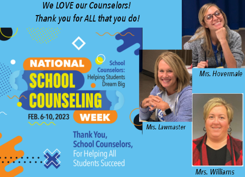 LavilleHS's tweet photo. National School Counseling Week:
Ms. Williams, Mrs. Hovermale, &amp; Mrs. Lawmaster
Thank you for all that you do for our students. https://t.co/mjrPbaFM4g