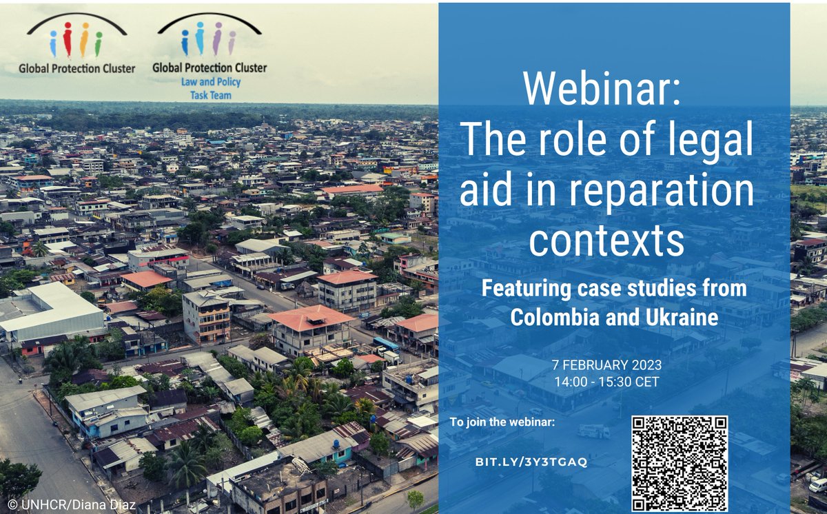 RT @ProtectionClust The role of legal aid in reparation contexts Webinar, Feb 7 ow.ly/hIAA50MJNRZ @Refugees @GBVAoR1 @KellyTClements @FilippoGrandi @RaoufMazou @BeaFrey @GisellaLomax @LeirInstitute @MPI_Europe @RefugeeHub @GUMigration @CMSnewyork