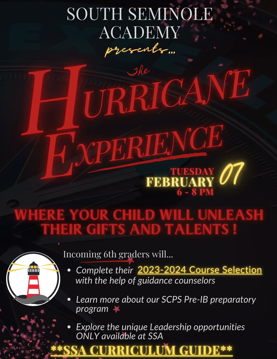 SouthSeminole21's tweet photo. Incoming 6th grade Hurricanes!!!!! (Current 5th graders)

Join us on TOMORROW, February 7th at 6:00 pm for the Hurricane Experience and get ready to STORM!
#SSALeads https://t.co/AVGVPp6zlE
