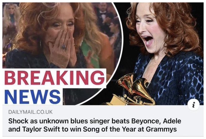 The bigger shock is that the Daily Mail has never heard of Bonnie Raitt…