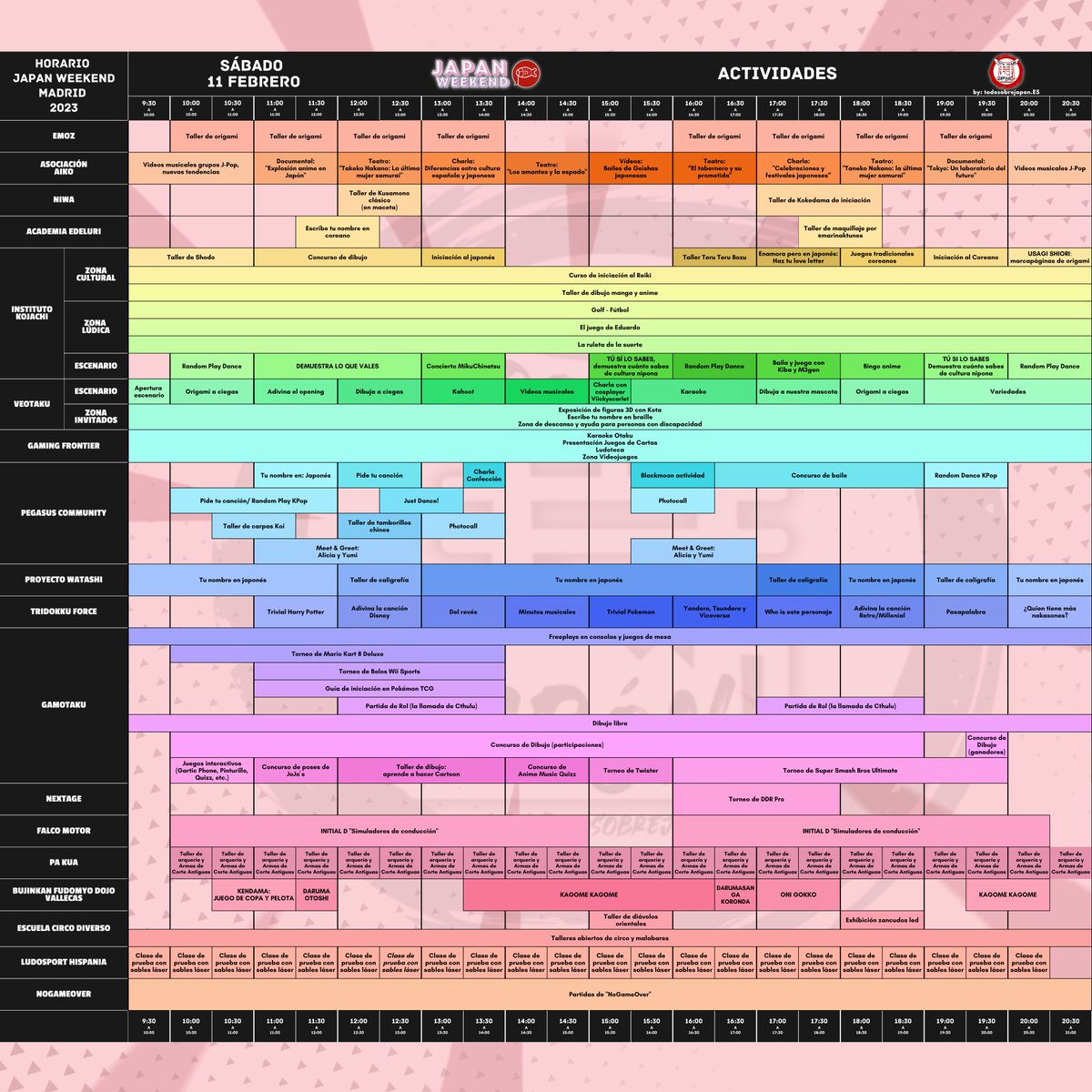 todosobre_japan's tweet photo. Os presentamos el horario definitivo que hemos hecho de la #japanweekend en #madrid donde asistiremos como pase de prensa 💪. ¡Ganas de que llegue el día! #japanweekendmadrid ⛩️🇯🇵 @Japan_Weekend
Más info en: 👉 https://t.co/7SNNRC1PCY #eventootaku #eventocosplay https://t.co/MeRWfFiMzb
