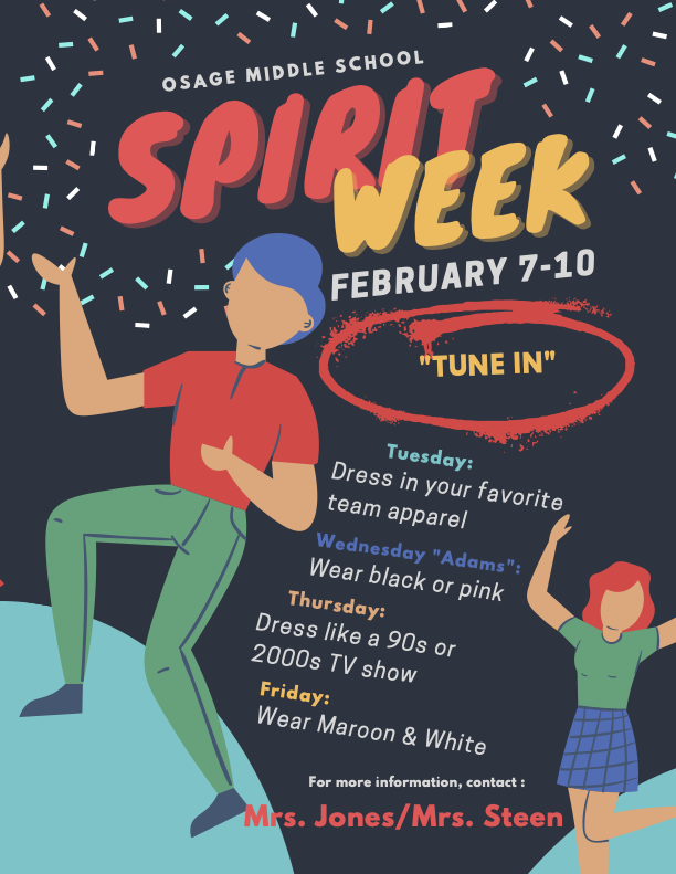 Don't forget our Spirit Week is this week.   Tomorrow is Favorite Team gear.