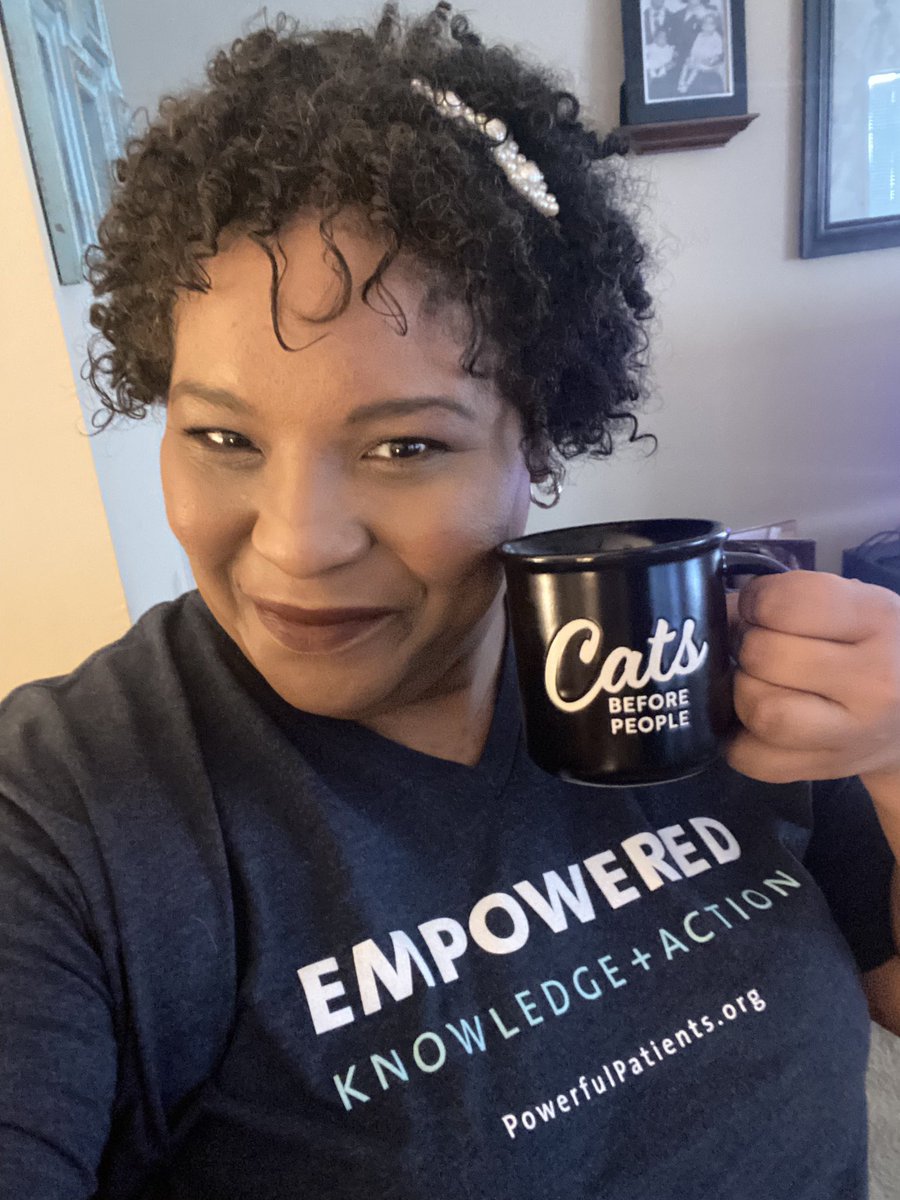 warriormegsie's tweet photo. I couldn't resist posting wearing one of my favorite t-shirts from @power4patients and my little mug that makes me chuckle. ALL of this!!! 🤣😻 I took some needed PTO today and tomorrow for #selfcare. Prioritize yourself! 😘
#patientadvocate #knowledgeandaction #empowered https://t.co/KGySuQdaqN