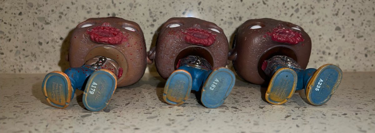 MrsSR00's tweet photo. Can someone help me out? What do the numbers on the bottom of pops represent? Here are the 3 different versions of TWD Pets. I recently got a few OOB from Mercari that have different numbers on the feet.
#Funko #FunkoFamily #FunkoHelp https://t.co/MEYY71shWW
