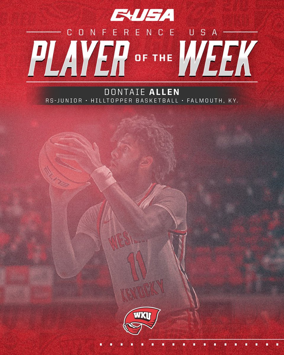Big time recognition for DA 😤

Introducing your C-USA Player of the Week: <a href="/dontaieallen11/">Dontaie A11en</a> ❗️ #GoTops 

📝 | goto.ps/3DG8cyX