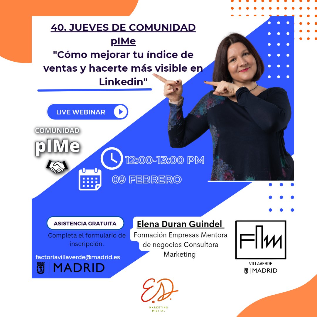 Te invito a asistir al próximo webinar de comunidad pIMe
🔗Online gratuito
👉𝗖𝗼́𝗺𝗼 𝗺𝗲𝗷𝗼𝗿𝗮𝗿 𝘁𝘂 í𝗻𝗱𝗶𝗰𝗲 𝗱𝗲 𝘃𝗲𝗻𝘁𝗮𝘀 𝘆 𝗵𝗮𝗰𝗲𝗿𝘁𝗲 𝗺𝗮́𝘀 𝘃𝗶𝘀𝗶𝗯𝗹𝗲 𝗲𝗻 𝗟𝗶𝗻𝗸𝗲𝗱𝗶𝗻

𝗣𝘂𝗲𝗱𝗲𝘀 𝗮𝗽𝘂𝗻𝘁𝗮𝗿𝘁𝗲 𝗮𝗾𝘂í 👇
forms.gle/aceWdDaTdzXnd6…

#Linkedin