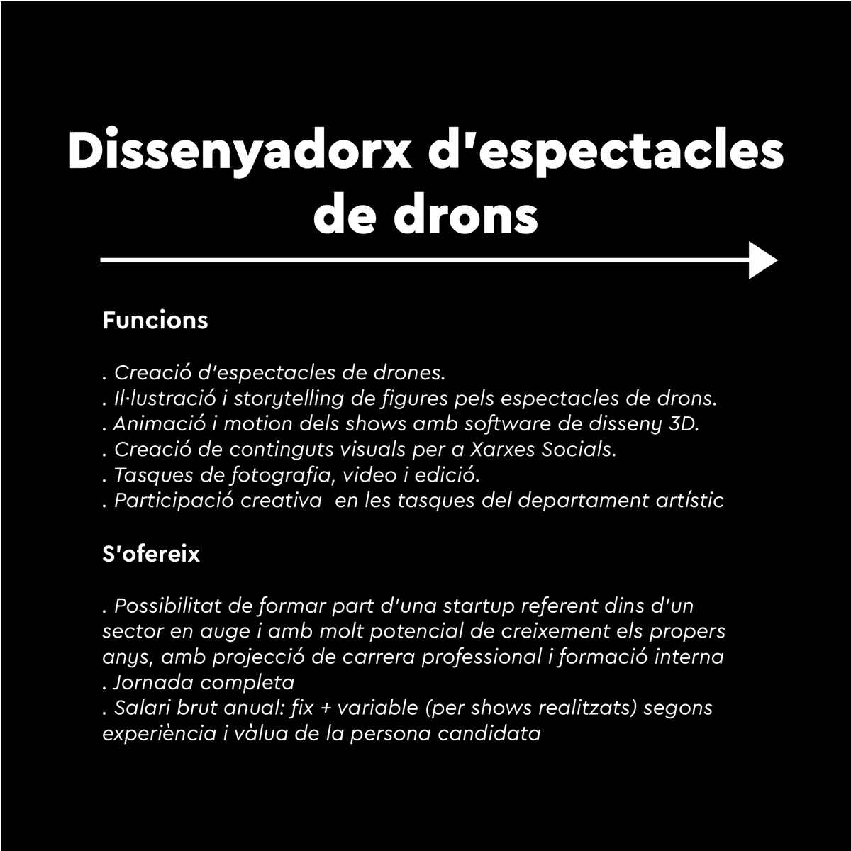 flockdroneart's tweet photo. 🛸 Vols treballar amb nosaltres?

Estem buscant operadors de drons i dissenyadors per donar vida als nostres espectacles. Si tens ganes de treballar en un sector en creixement, envia'ns un correu a takeoff@flock.cat 👇🏼 https://t.co/VhiO3cKUQ8